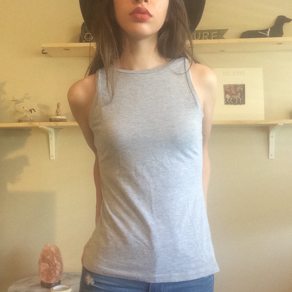 Grey high neck tank top